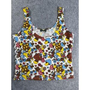 Kathmandu Imports Women's S/M Mushroom Print Laced Sides Boho Festival Tank